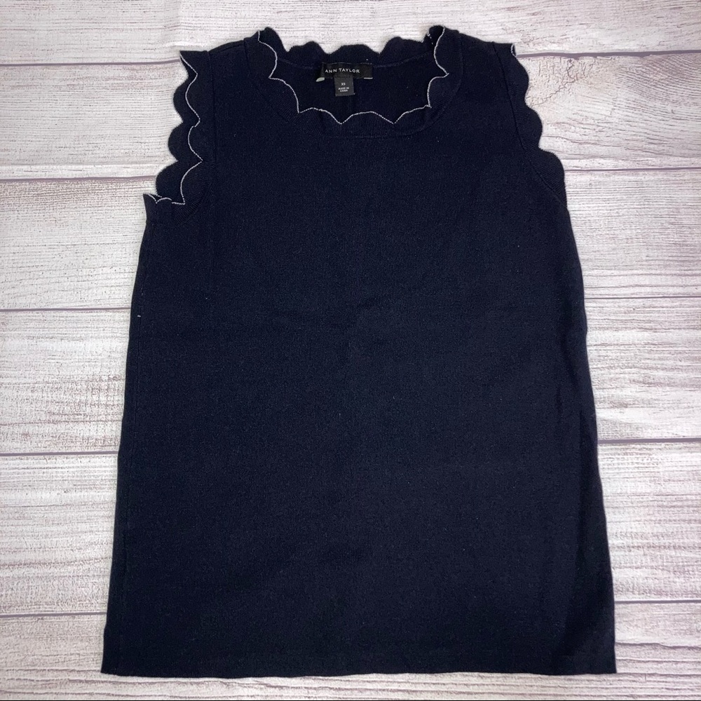 Ann Taylor Scallop Trim Sweater Shell Too